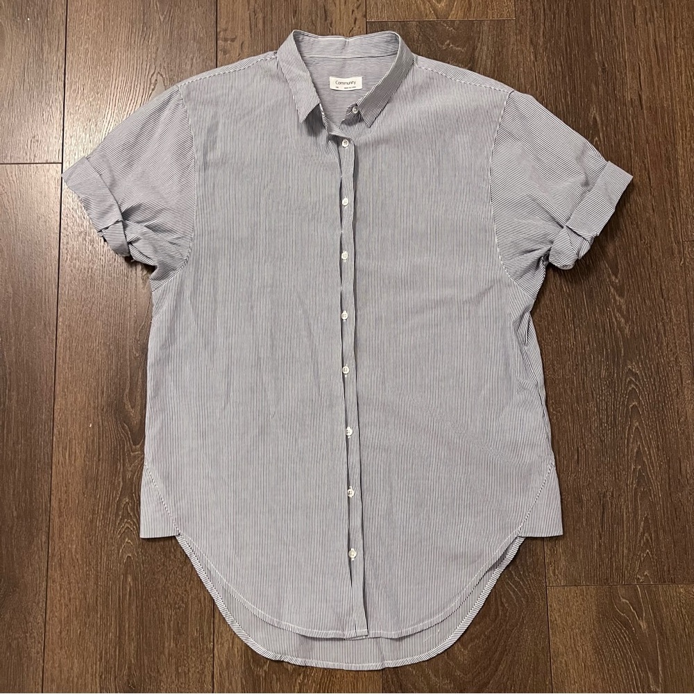 Aritzia Community short sleeve Stipe Dress shirt size xxs